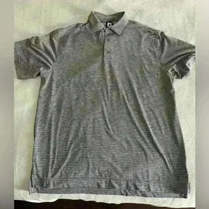 FootJoy Polo Golf Shirt Mens Gray and White Striped Size XL Golf Casual Collar
